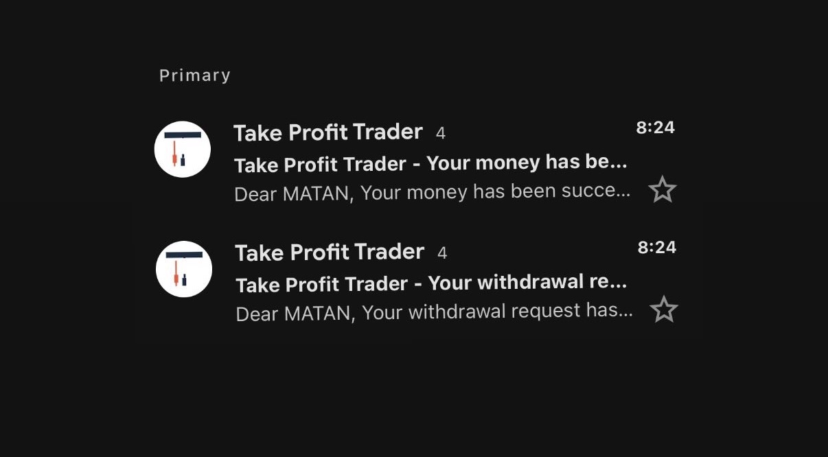 Take Profit Trader — payout emails